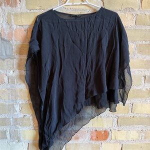 Zara Black Asymmetrical Women's Blouse